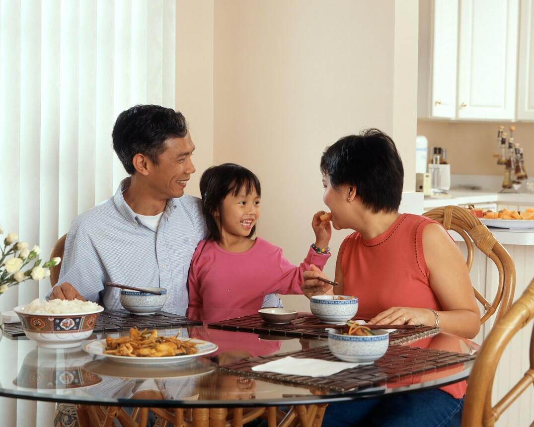 family discussing household budget