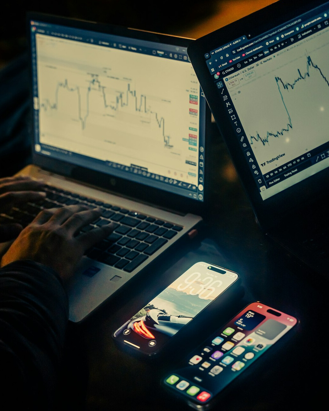 stock market chart on laptop