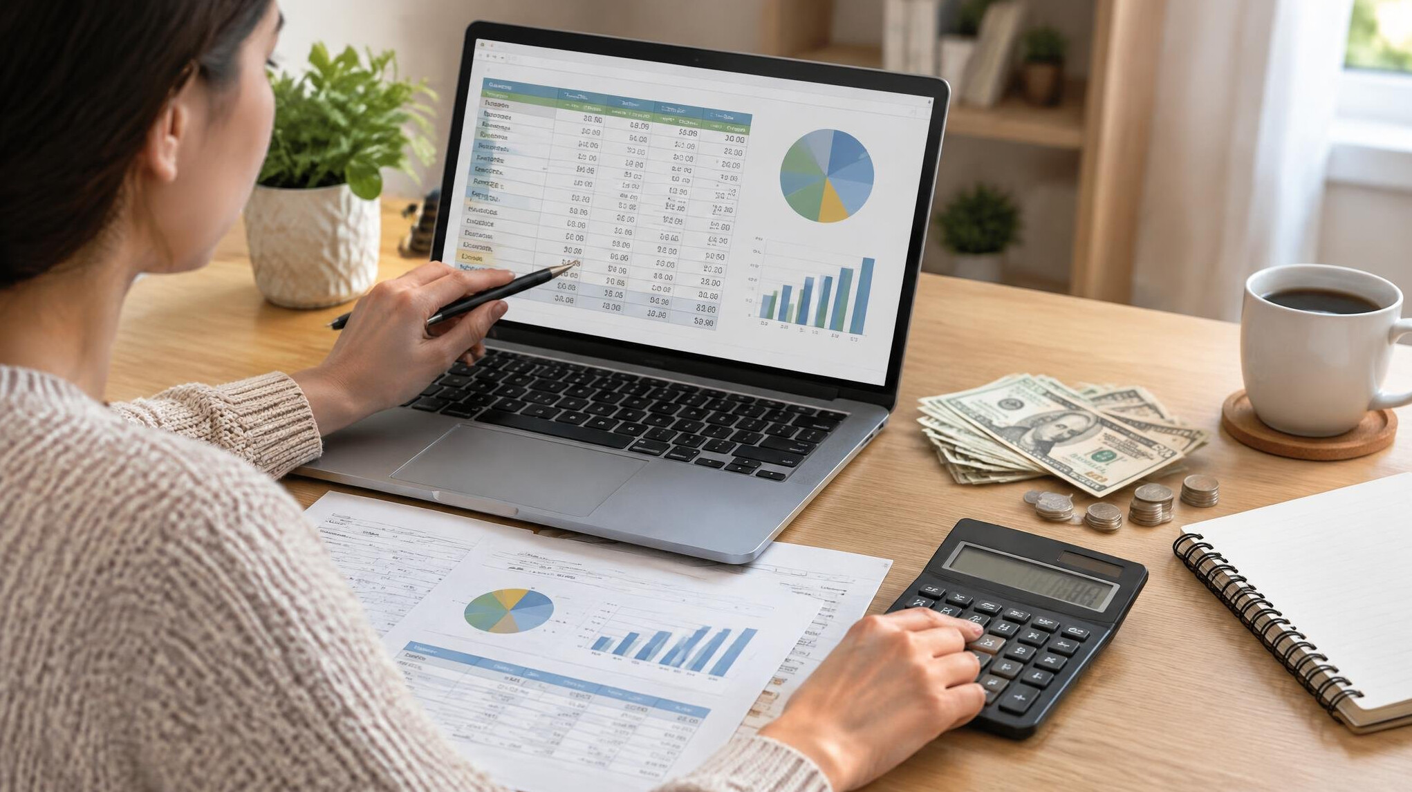 person reviewing budget spreadsheet