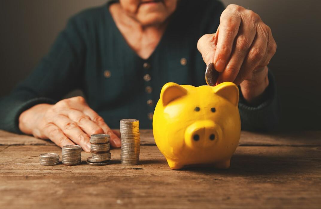 happy person with piggy bank