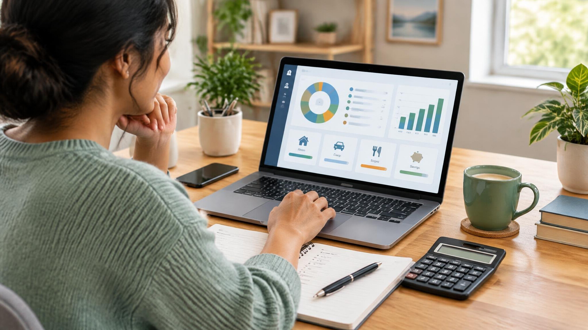 person reviewing budget on laptop